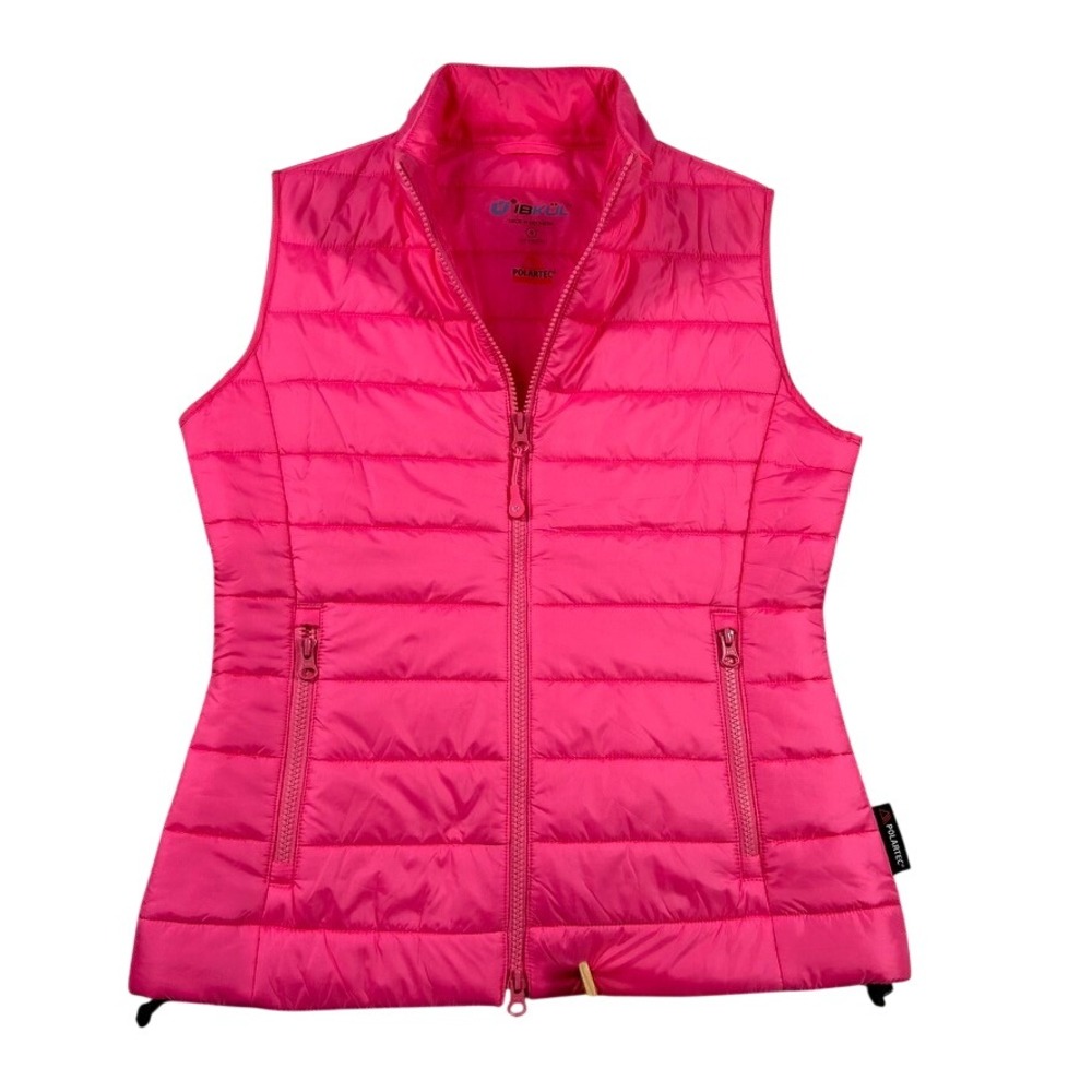 IBKUL Polartec Puffer Vest Womens Small Hot Pink Full Zip Quilted Lightweight